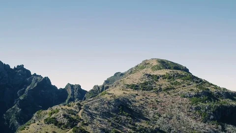 Aerial View of the Mountains with Blue Sky Stock Footage 72302164