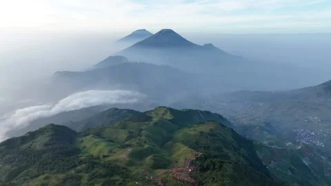 Aerial View of Mountains in Central Java from Mount Prau, Indonesia Video stock 276520567