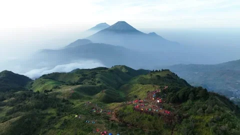 Aerial View of Mountains in Central Java from Mount Prau, Indonesia Video stock 276523696