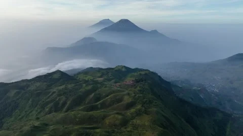 Aerial View of Mountains in Central Java from Mount Prau, Indonesia Video stock 276524844