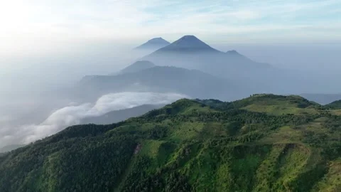 Aerial View of Mountains in Central Java from Mount Prau, Indonesia Video stock 276524980