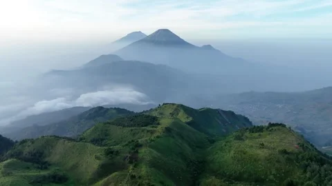 Aerial View of Mountains in Central Java from Mount Prau, Indonesia Video stock 276525392