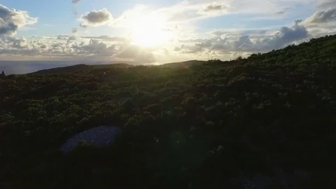 Aerial view mountains with clouds and coastline Stock Footage 81535340