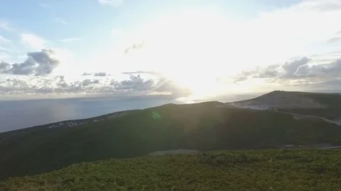 Aerial view mountains with clouds and coastline Stock Footage 81629653