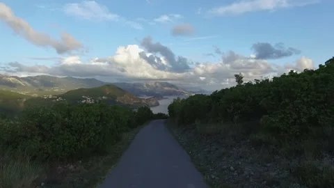 Aerial view mountains with clouds and coastline Stock Footage 96346294