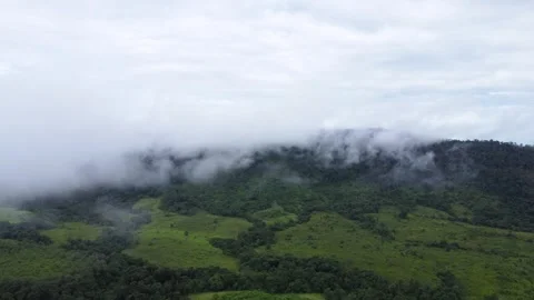 The aerial view of the mountains covered in clouds looks beautiful, piercin.. Stock Footage 301686291