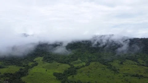 The aerial view of the mountains covered in clouds looks beautiful, piercin.. Stock Footage 301686736