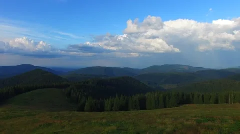 Aerial view of mountains covered with pine forest 스톡 동영상 66131571