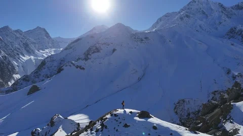 Aerial View of Mountains Covered in Snow, Pakistan Stock Footage 345779517