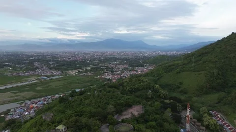 Aerial view of mountains covered with trees Video stock 253844375