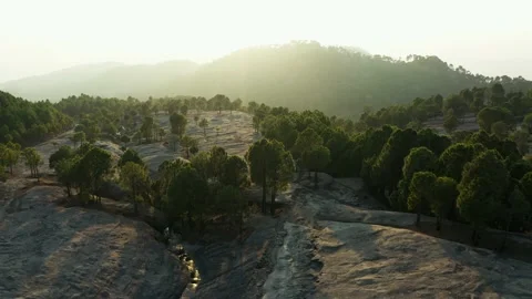 Aerial view of mountains at Panjpeer rocks Pakistan Stock Footage 221581496