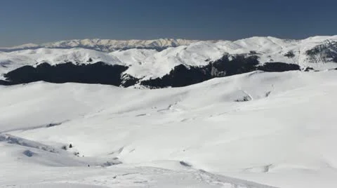 Aerial View Mountains Panorama Landscape Beautiful Winter Blue Sky Background Stock Footage 22024936