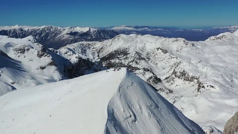 Aerial view of a mountain's peak from a drone Stock Footage 106364321