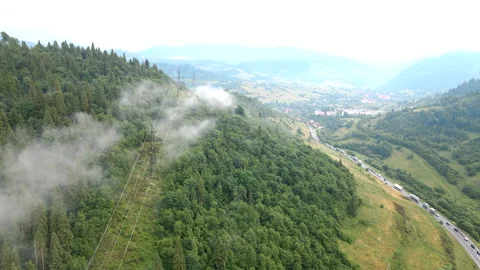Aerial view of mountains range after rain Stock Footage 159765641