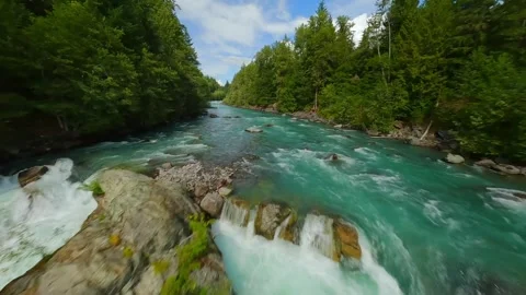 Aerial View Of Mountains River Stock Footage 300595306