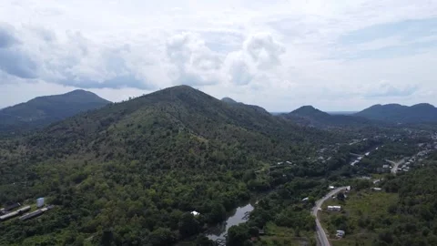 Aerial view of mountains, rivers and highways in South Kalimantan Stock Footage 302908977
