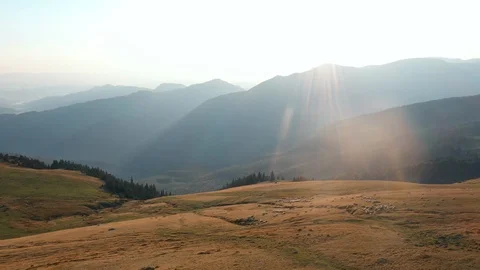 Aerial View Mountains Sun Reflections Drone 4k Vídeo Stock 116264728