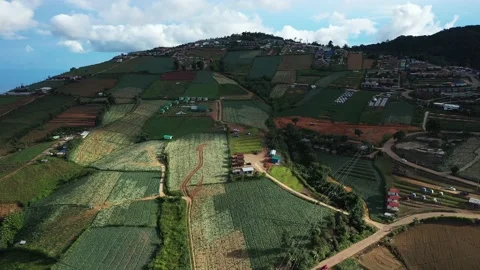 Aerial view mountains Time passes slowly, fog and clouds are beautiful  Stock Footage 147132047