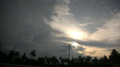 Aerial view of the movements of clouds at the blue sky Video stock 221704790