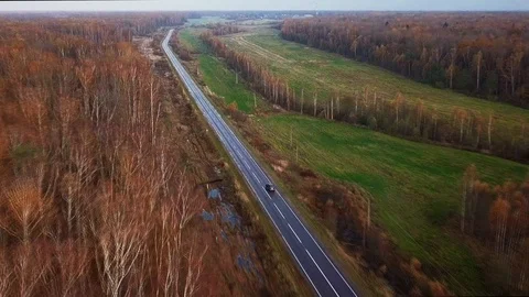 Aerial view of a moving car. Video stock 105200802