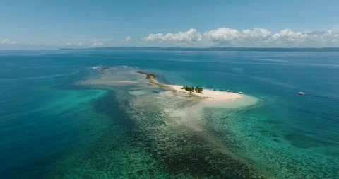 Aerial view moving forward to Hagonoy Beach Island. Stock Footage 244709123