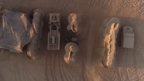 Aerial view of moving trucks Stock Footage 104091839