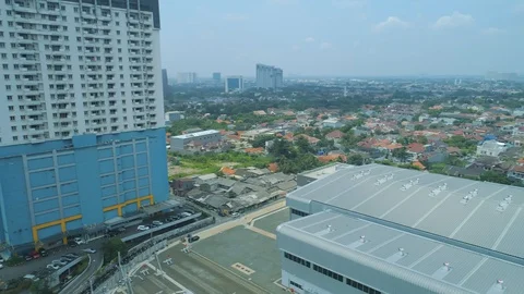 Aerial View of MRT Jakarta Elevated Railway at Lebak Bulus Intersection Stock Footage 129871531