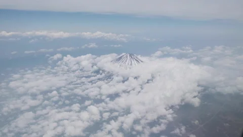 Aerial view of Mt. Fuji covered in snow. Stock Footage 147014792
