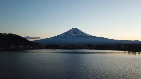 Aerial view of Mt. Fuji in Twilight, Japan Stock Footage