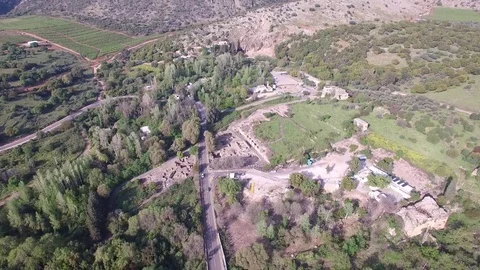 Aerial view of Mt Hermon base, ruins near Banias. Golan. Israel. DJI-0014-03 스톡 동영상 78775152