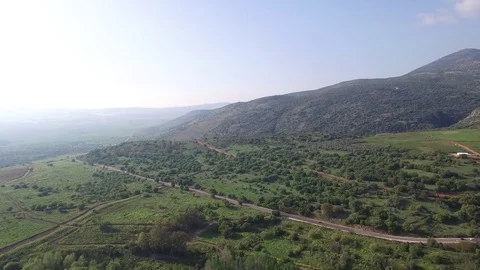 Aerial view of Mt Hermon base,  ruins near Banias. Golan. Israel. DJI-0014-06 스톡 동영상 78775204