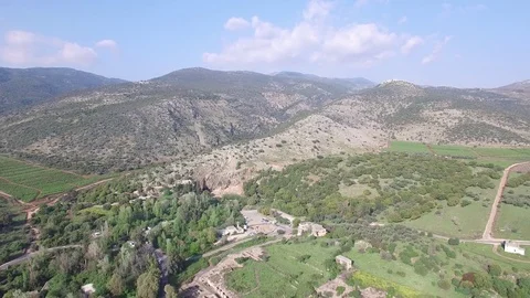 Aerial view of Mt Hermon base, ruins near Banias. Golan. Israel. DJI-0014-05 Stock-Footage 78775274