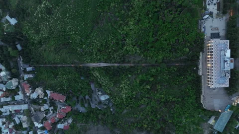 Aerial view of Mtatsminda funicular track and station at night in Tbilisi 스톡 동영상 334944012