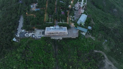 Aerial view of Mtatsminda Park funicular station and restaurant building Stock-Footage 334907891
