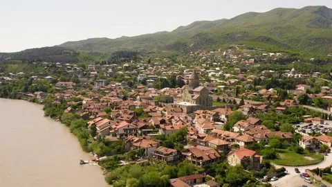 Aerial view of Mtskheta Stock Footage 194436625