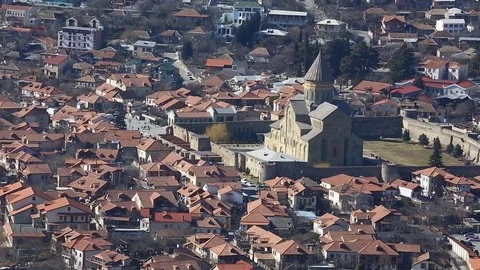 Aerial view of Mtskheta, Georgia Stock Footage 73897944