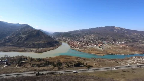 Aerial view of Mtskheta, Georgia Stock Footage 73898637