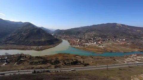 Aerial view of Mtskheta, Georgia Stock Footage 73898832