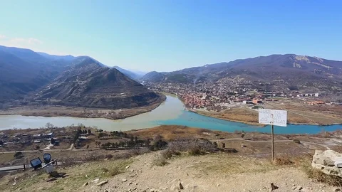 Aerial view of Mtskheta, Georgia Stock Footage 73899216