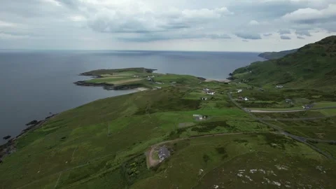 Aerial view of the Muckross Head peninsula, Donegal, Ireland Stock Footage 346745933