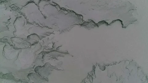 Aerial view of mudflats at low tide on Turnagain Arm in Alaska. Видео 153376346