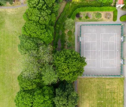 Aerial view of Muga Multi-use games area Stock Photos