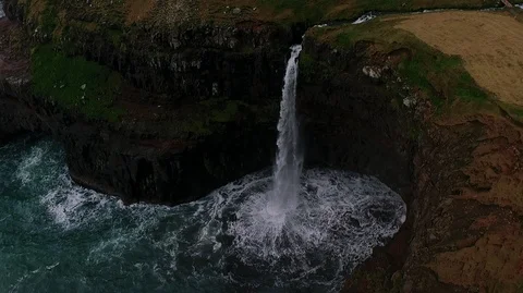 Aerial View Of Múlafossur Waterfall Stock-Footage 103582001