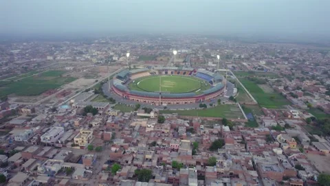 Aerial view of Multan Cricket Stadium, Pakistan. Stock Footage 322597412