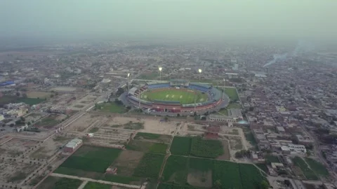 Aerial view of Multan Cricket Stadium, Pakistan. Stock Footage 322597923