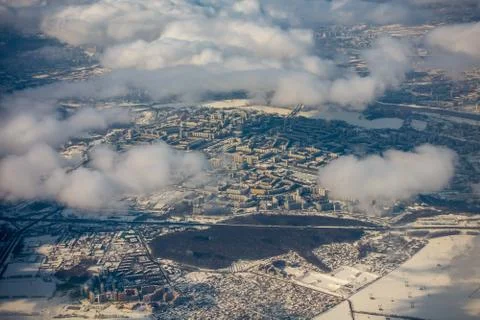 Aerial view of multi storey district Stock Photos