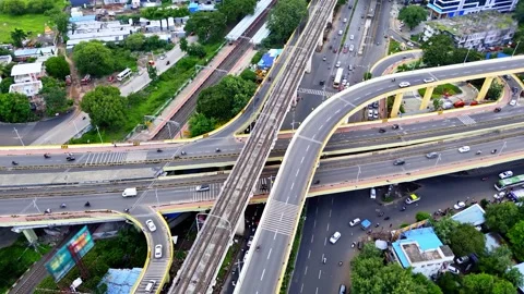 Aerial View multi tier bridge network in mumbai city Stock-Footage 313278306