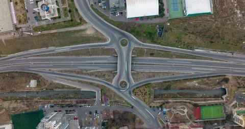 Aerial view of multiple roads in Tbilisi, Georgia Stock Footage 169383861