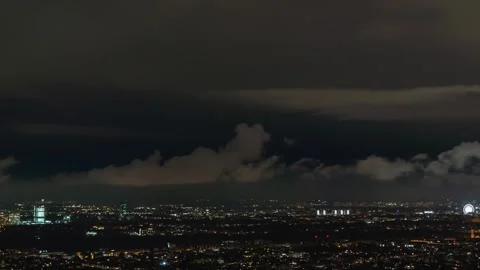 Aerial View of Munich Skyline at Nightfall in Autumn - Timelapse Stock Footage 261833740