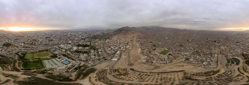Aerial view of the municipalities of Santiago de Surco and San Juan de Mira.. Stock Photos